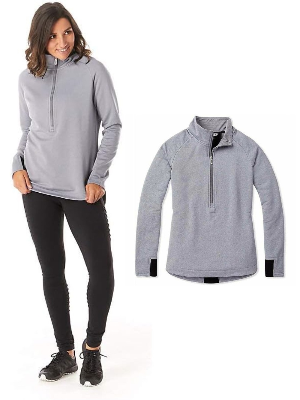 Smartwool Merino Sport Fleece 1/2 Zip Pullover Light Gray Half-Zip Women's Large